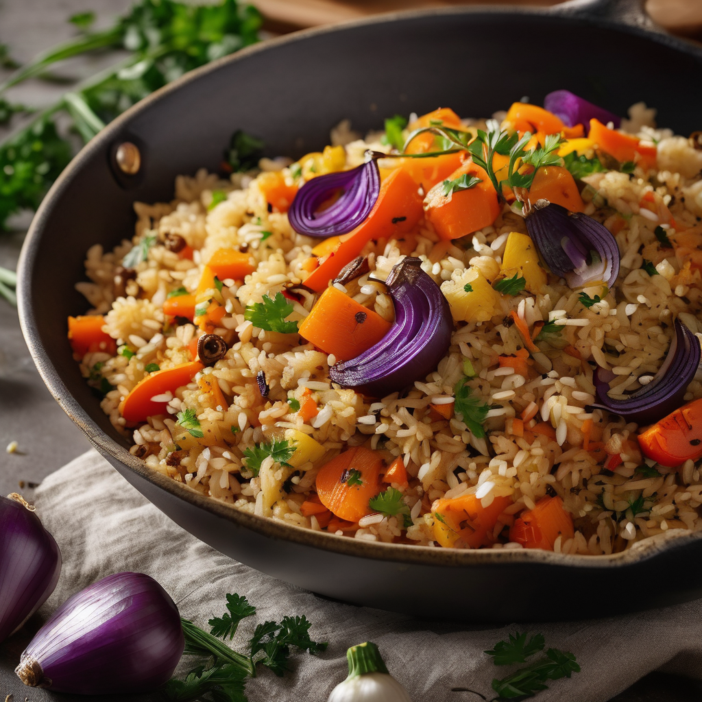 Баранье седло с вегетарианским пловом: два в одном крупным планом